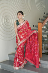 Maroon Gajji Silk Saree