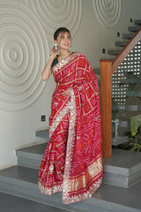 Maroon Gajji Silk Saree