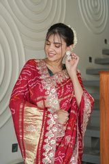 Maroon Gajji Silk Saree