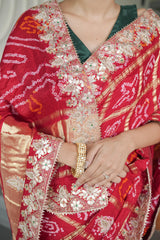 Maroon Gajji Silk Saree