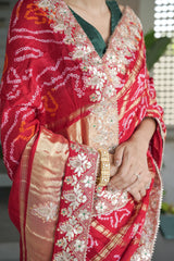 Maroon Gajji Silk Saree