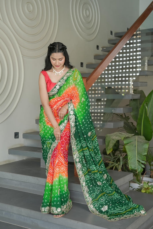 Multi Colour Crape Silk Saree