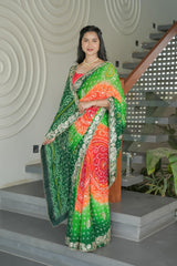 Multi Colour Crape Silk Saree