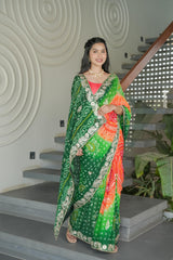 Multi Colour Crape Silk Saree