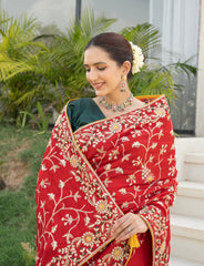 Red Upara Silk Saree