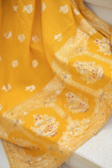 Mustard Upara Silk Saree