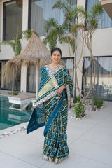 Mor Khaanti Blue Ghatchola Saree