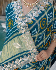 Mor Khaanti Blue Ghatchola Saree