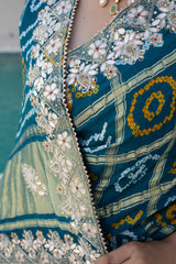 Mor Khaanti Blue Ghatchola Saree