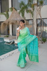 Neon Rama Firozi Dola Silk Saree