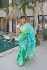 Neon Rama Firozi Dola Silk Saree