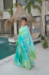 Neon Rama Green Dola Silk Saree