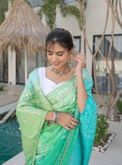 Neon Rama Green Dola Silk Saree