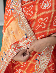 Designer Rust Orange Ghatchola Gajji Silk Saree