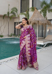 Purple Ghatchola Gajji Silk Saree