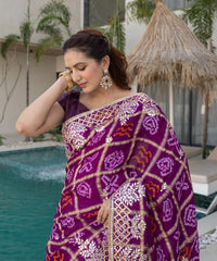 Purple Ghatchola Gajji Silk Saree