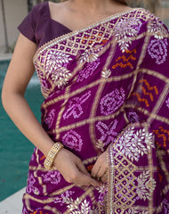 Purple Ghatchola Gajji Silk Saree