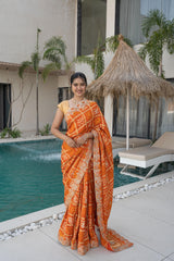 Rust Orange Ghatchola Gajji Silk Saree