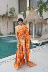 Rust Orange Ghatchola Gajji Silk Saree