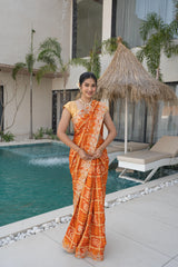 Rust Orange Ghatchola Gajji Silk Saree
