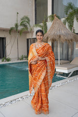 Rust Orange Ghatchola Gajji Silk Saree