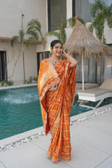Rust Orange Ghatchola Gajji Silk Saree