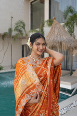 Rust Orange Ghatchola Gajji Silk Saree
