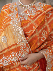 Rust Orange Ghatchola Gajji Silk Saree