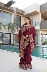 Wine Gajji Silk Saree