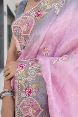 Moof Pink Banarasi Silk Saree
