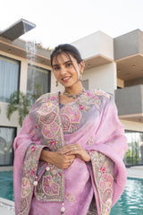 Moof Pink Banarasi Silk Saree
