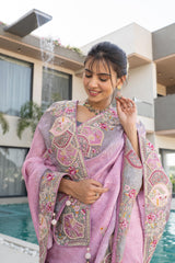 Moof Pink Banarasi Silk Saree