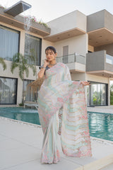 Pastel Pink & Moof Purple Banarasi Saree