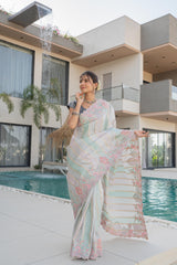 Pastel Pink & Moof Purple Banarasi Saree