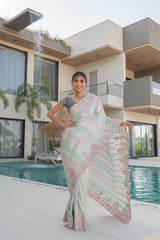 Pastel Pink & Moof Purple Banarasi Saree