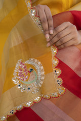 Mustard Red Banarasi HO Silk Saree