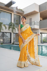 Golden Mustard Banarasi Silk Saree
