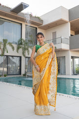 Golden Mustard Banarasi Silk Saree