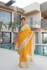 Golden Mustard Banarasi Silk Saree