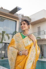Golden Mustard Banarasi Silk Saree