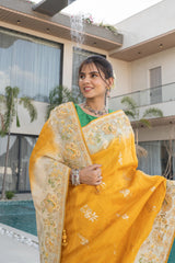Golden Mustard Banarasi Silk Saree