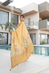 Neon Camel Tissue Silk Saree