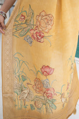 Neon Camel Tissue Silk Saree