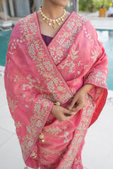 Mauf Pink Banarasi Tissue Silk Saree