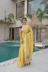 Neon Yellow Tissue Silk Saree