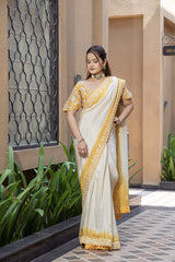 Mustard Butter Silk Saree with Zardogi Work