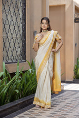 Mustard Butter Silk Saree with Zardogi Work