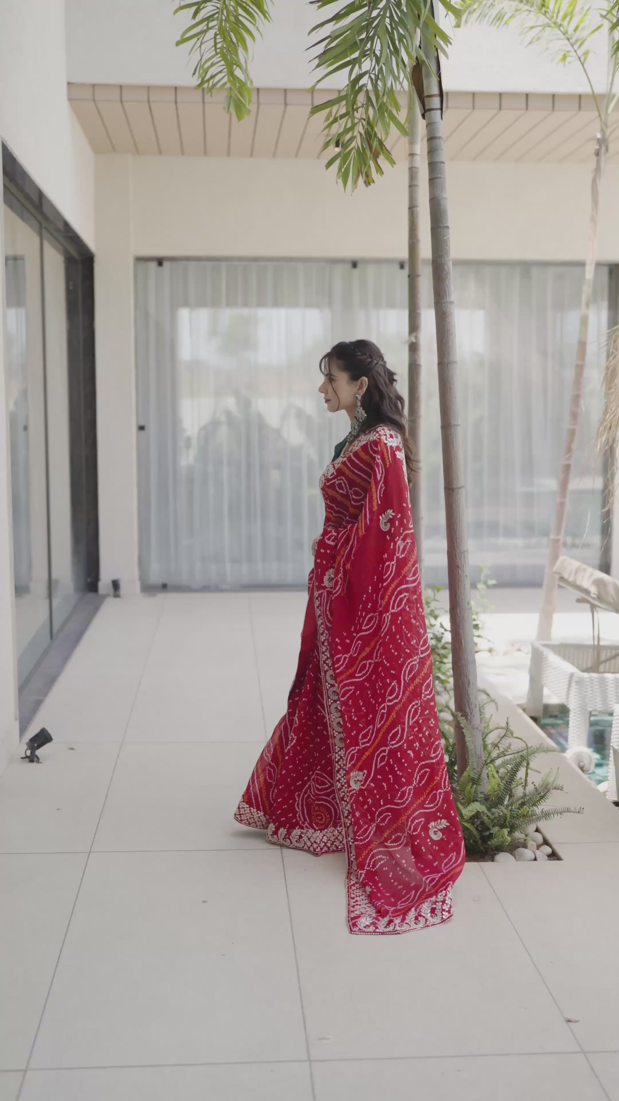 Elegant Red Crape Silk Saree