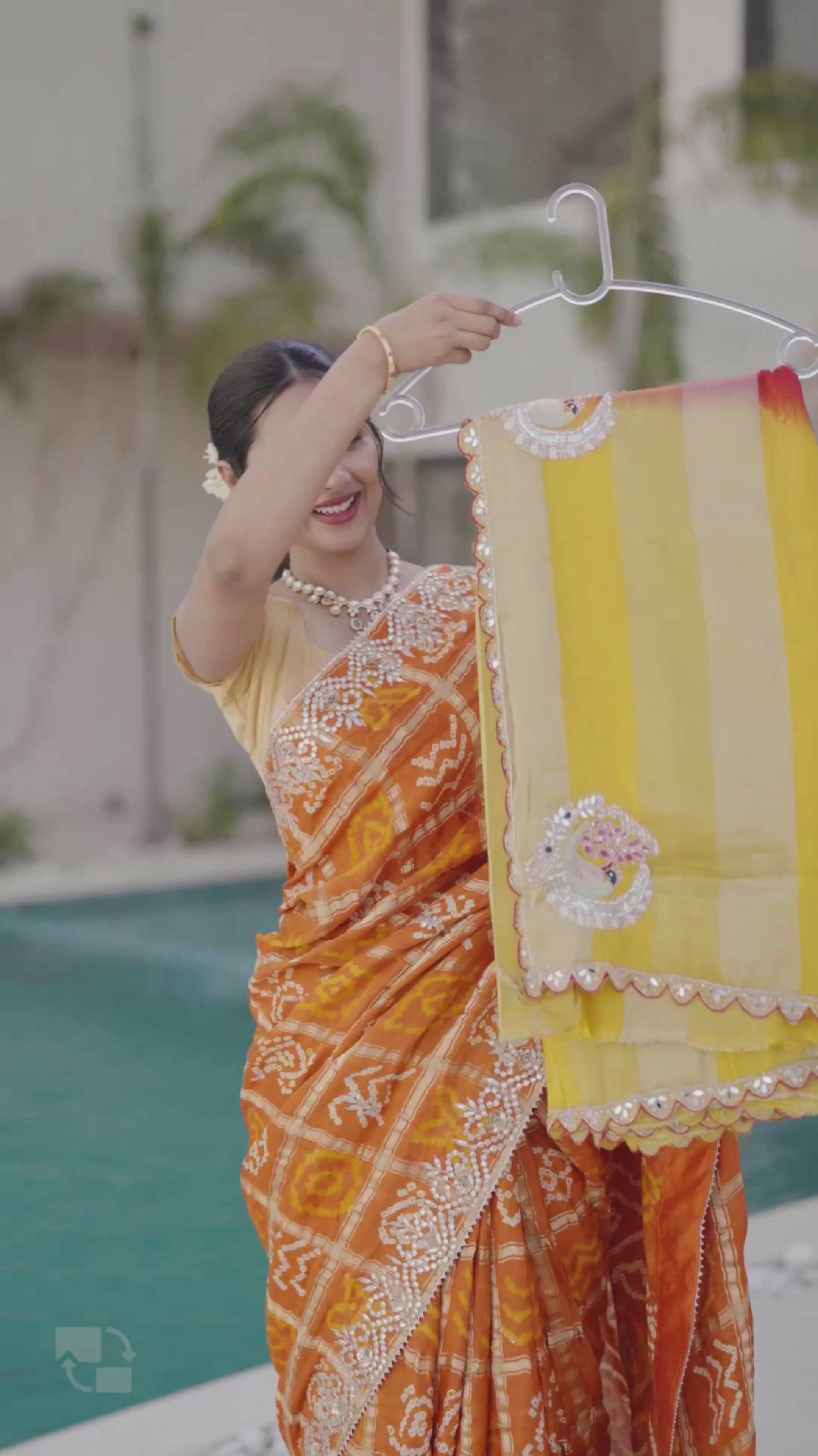 Mustard Red Banarasi HO Silk Saree