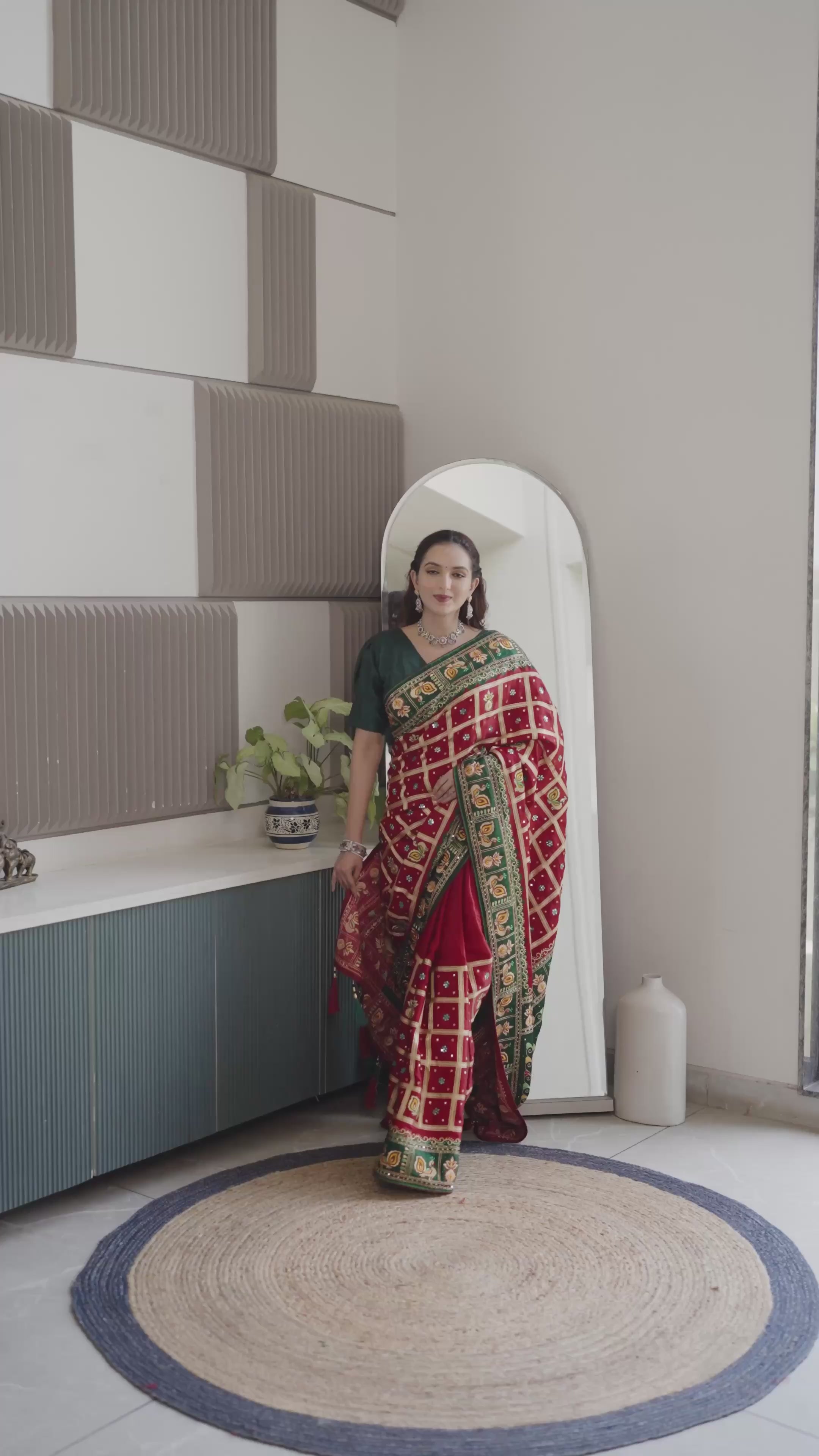 Traditional Red Green Silk Saree